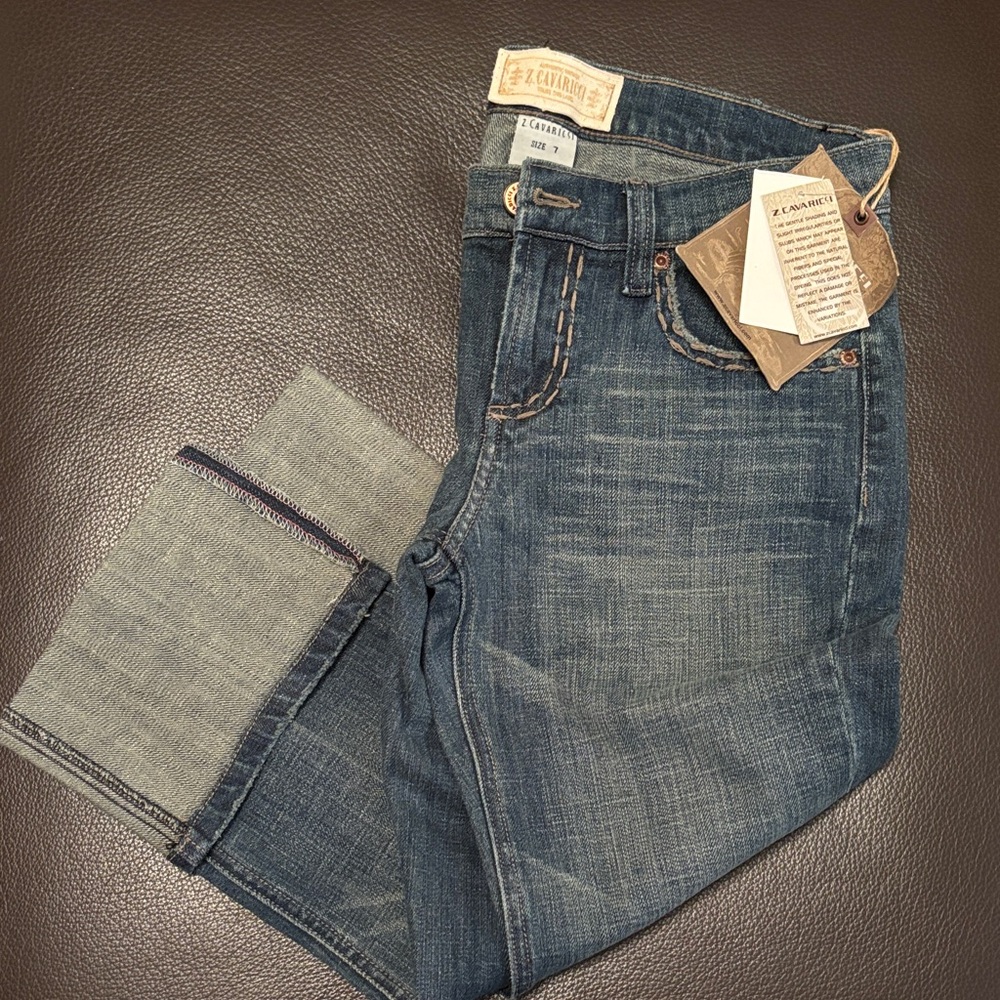 Z. Cavaricci Women's Blue Slim Straight Cropped Jeans